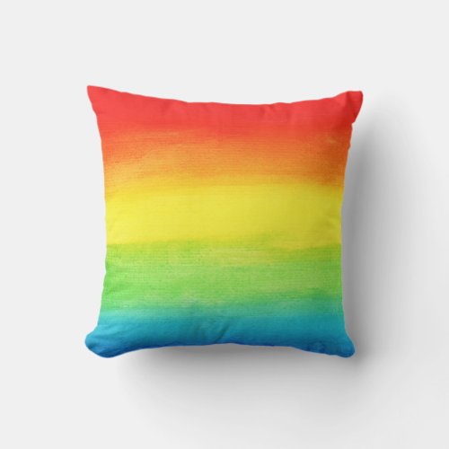 Watercolor Rainbow Ombre Red Blue Mom Birthday Outdoor Pillow