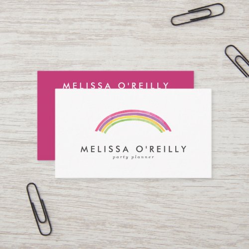 Watercolor Rainbow Party Planner Business Card