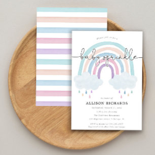 Watercolor rainbow pastel baby sprinkle invitation