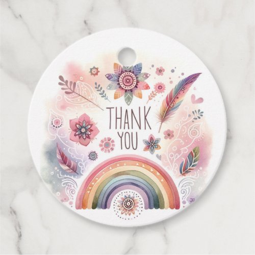 Watercolor Rainbow Pastel Bohemian Thank You Favor Tags