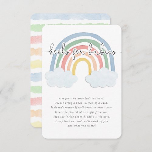 Watercolor rainbow pastel books for babies twins enclosure card
