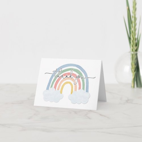 Watercolor rainbow pastel colorful thank you card