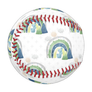 Watercolor Rainbow Pattern Baseball