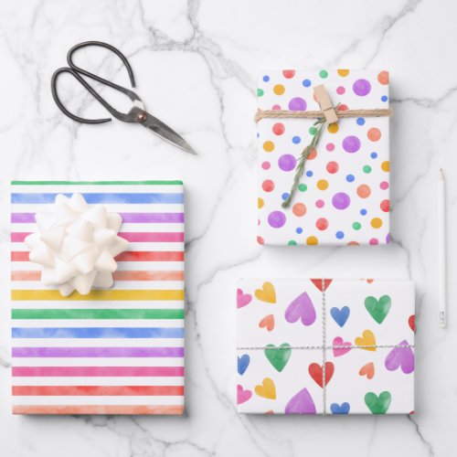 Watercolor Rainbow pattern birthday  Wrapping Paper Sheets