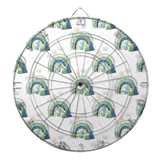 Watercolor Rainbow Pattern Dart Board (Front)