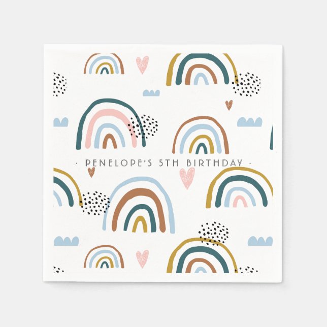Watercolor Rainbow Pattern | Personalized Napkins (Front)