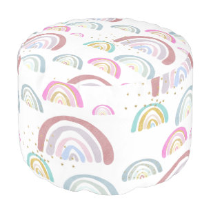 Watercolor Rainbow Pattern Pouf
