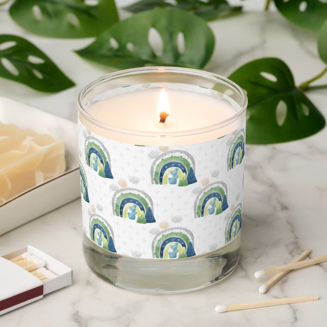 Watercolor Rainbow Pattern Scented Candle (Lit)