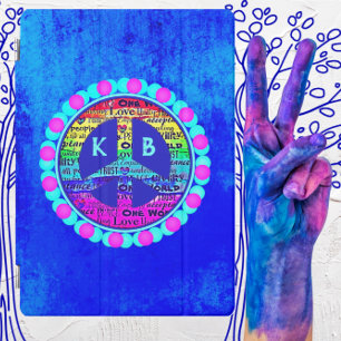 Watercolor Rainbow Peace Sign Against Vibrant Blue iPad Pro Cover