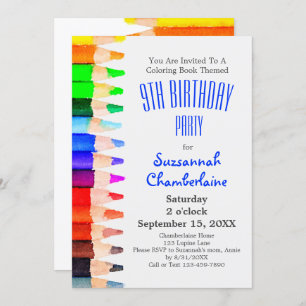 Watercolor Rainbow Pencils Children's Party Invitation