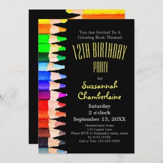 Watercolor Rainbow Pencils Kids Birthday Party