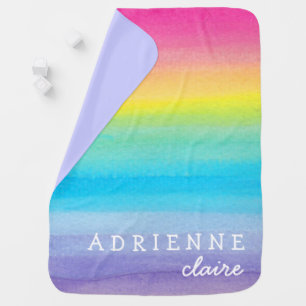 Watercolor Rainbow Personalized Baby Blanket