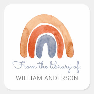 Watercolor  Rainbow Personalized Bookplate
