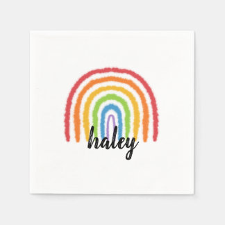 Watercolor Rainbow Personalized Party Napkins