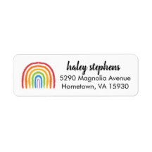 Watercolor Rainbow Personalized Return Address Lab