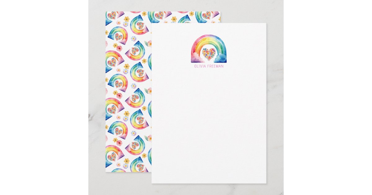 Watercolor Rainbow Personalized Stationery Thank You Card | Zazzle