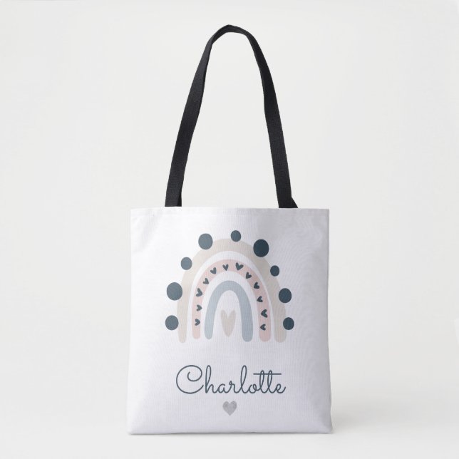Watercolor Rainbow Personalized  Tote Bag (Front)