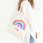 Watercolor Rainbow Personalized Tote Bag<br><div class="desc">Cute watercolor rainbow tote bag with name makes a cheerful and useful gift.</div>