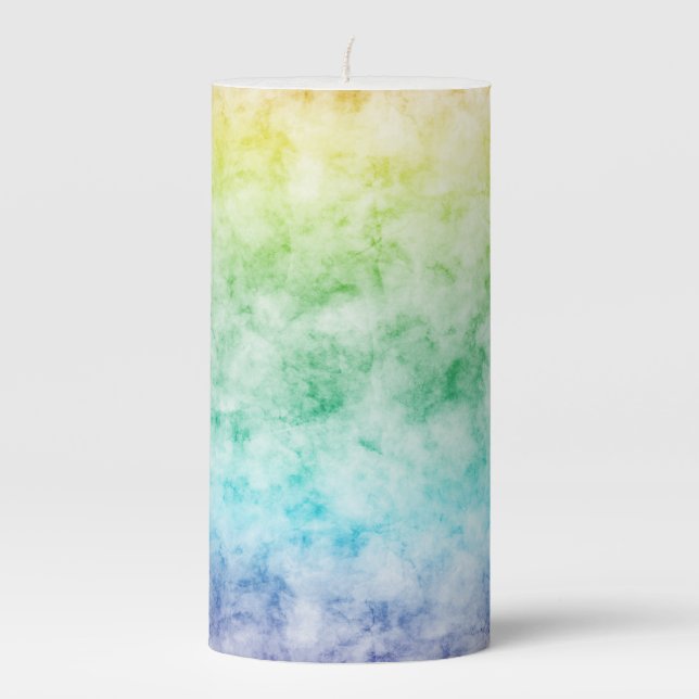 Watercolor Rainbow Pillar Candle (Front)