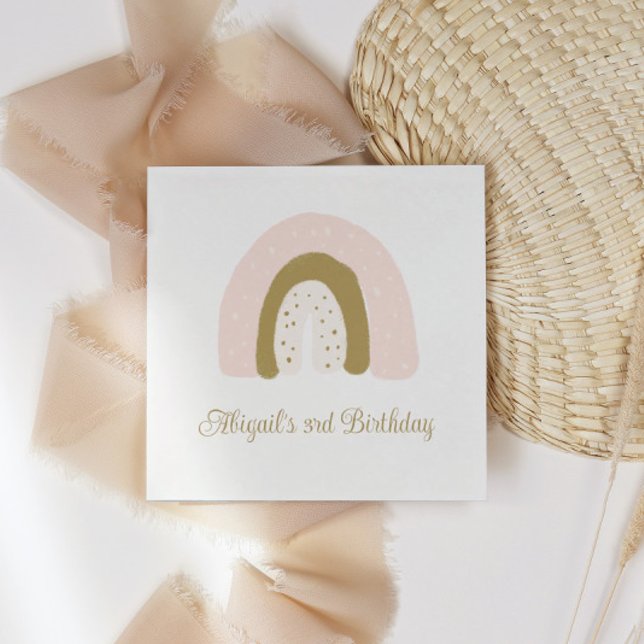 Watercolor Rainbow Pink Pastel Birthday Party Napkins (Creator Uploaded)