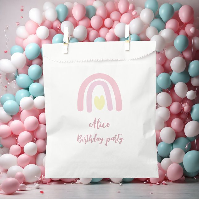 Watercolor rainbow pink yellow  Birthday  Favor Bag (Creator Uploaded)