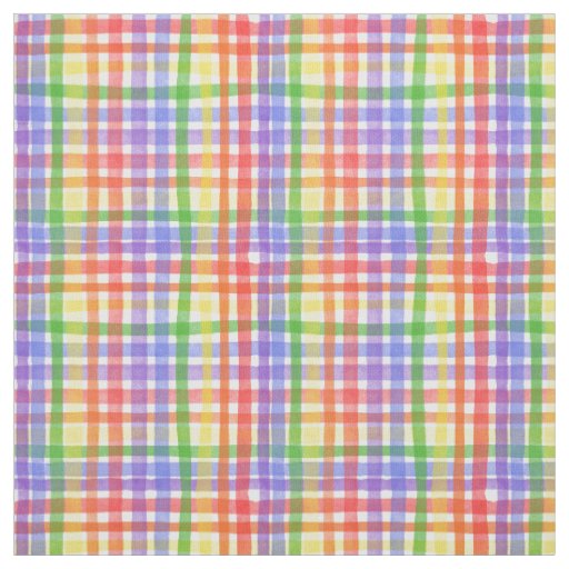 Watercolor Rainbow Plaid / Gingham Fabric