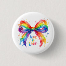 Watercolor Rainbow Pride Bow "Love is Love"