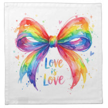 Watercolor Rainbow Pride Bow "Love is Love"