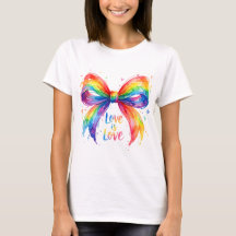 Watercolor Rainbow Pride Bow "Love is Love"