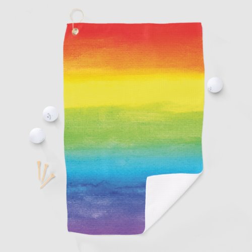 Watercolor Rainbow Pride Bright Vibrant Golf Towel