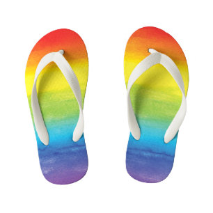 Watercolor Rainbow Pride Bright Vibrant Kid's Flip Flops