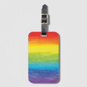 Watercolor Rainbow Pride Bright Vibrant Luggage Tag
