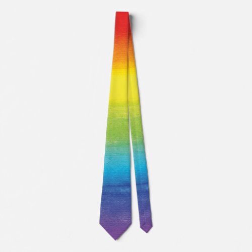 Watercolor Rainbow Pride Bright Vibrant Neck Tie