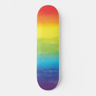 Watercolor Rainbow Pride Bright Vibrant Skateboard
