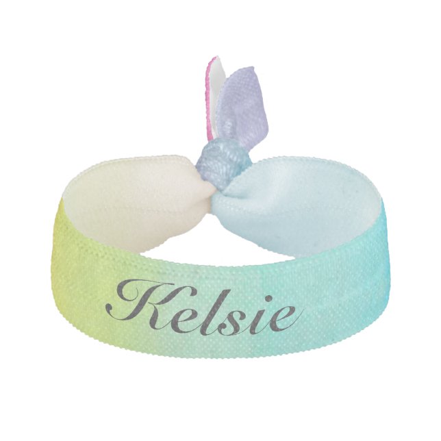 Watercolor Rainbow Ribbon Hair Tie (Front)