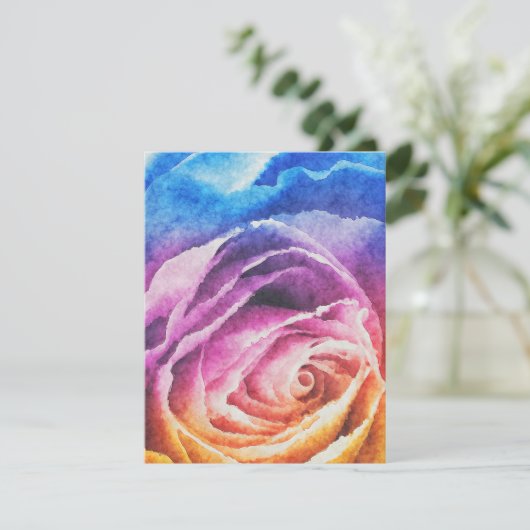 Watercolor Rainbow Rose (Standing Front)