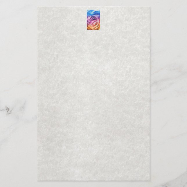 Watercolor Rainbow Rose Stationery (Front)