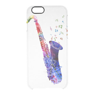 Watercolor Rainbow Saxophone Clear iPhone 6/6S Case