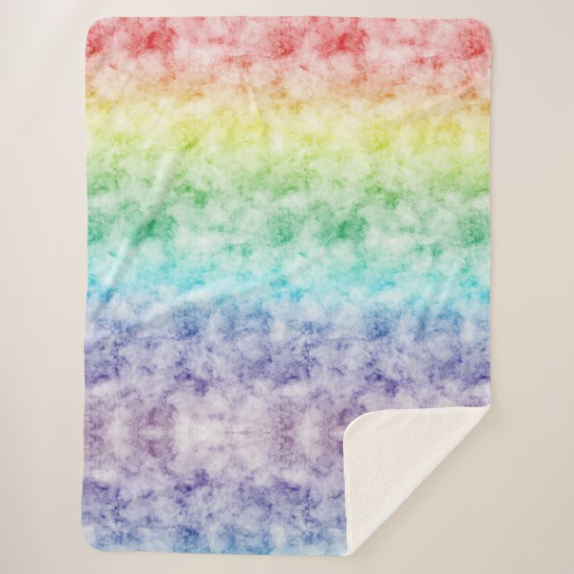 Watercolor Rainbow Sherpa Blanket (Front)