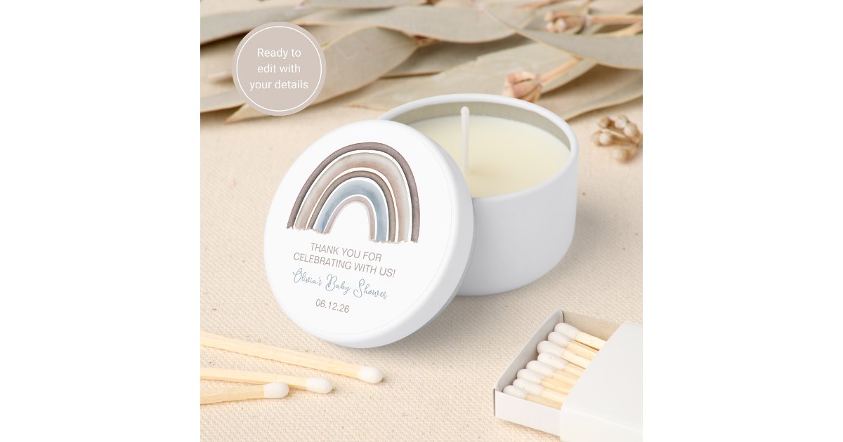 Watercolor Rainbow Soy Candle Baby Shower Favors Mini Candle Favors ...