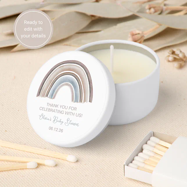 Watercolor Rainbow Soy Candle Baby Shower Favors Mini Candle Favors ...
