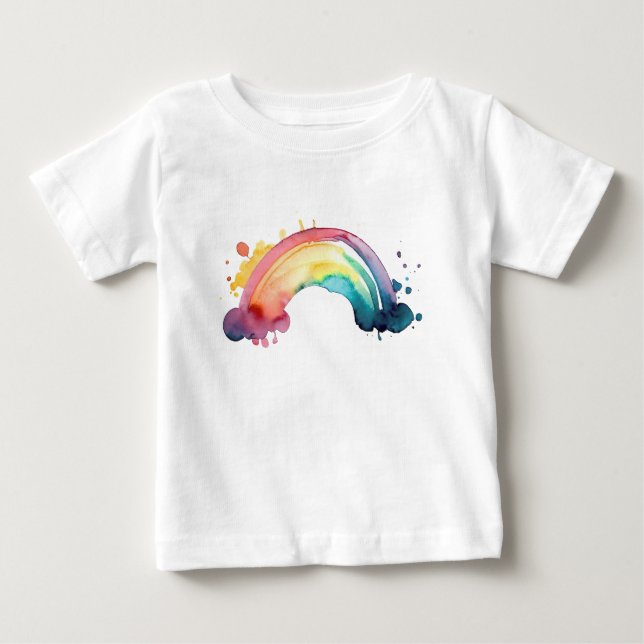 Watercolor Rainbow Splash Baby T-Shirt (Front)