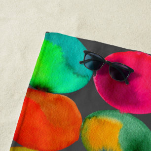 Watercolor rainbow spots art beach style towel