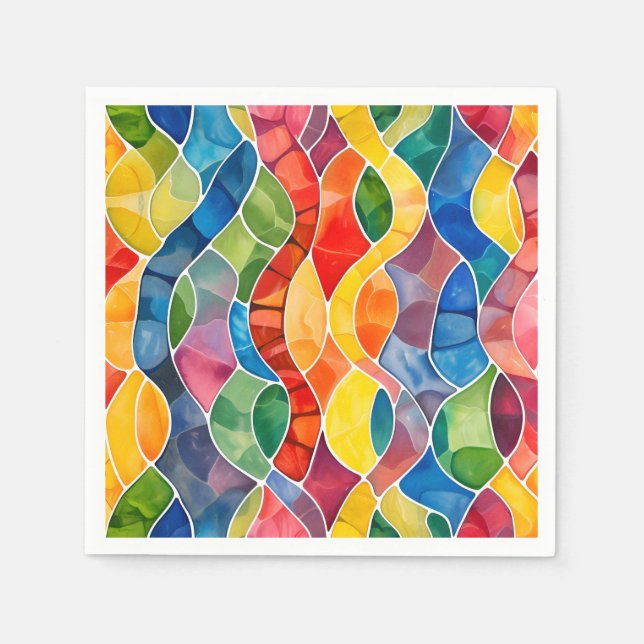 Watercolor Rainbow Stained Glass Napkins (Front)