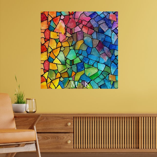 Watercolor Rainbow Stained Glass Poster (Living Room 2)