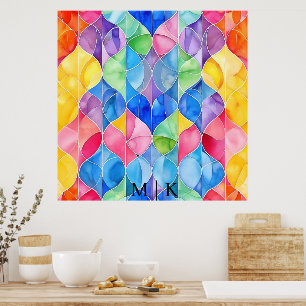 Watercolor Rainbow Stained Glass Poster