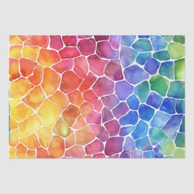 Watercolor Rainbow Stained Glass Tissue Paper (Front)