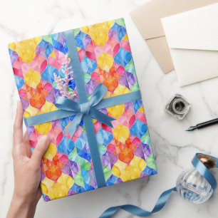 Watercolor Rainbow Stained Glass Wrapping Paper