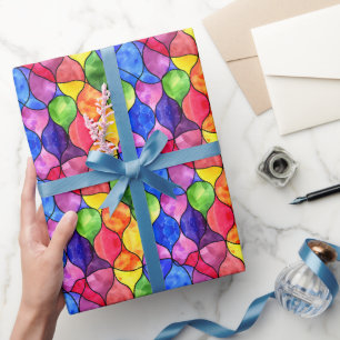 Watercolor Rainbow Stained Glass Wrapping Paper
