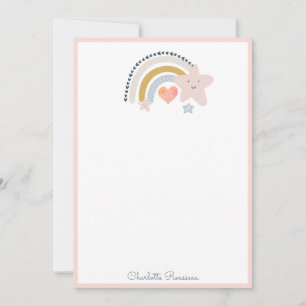 Watercolor Rainbow Stars Custom Kid's Stationery Note Card